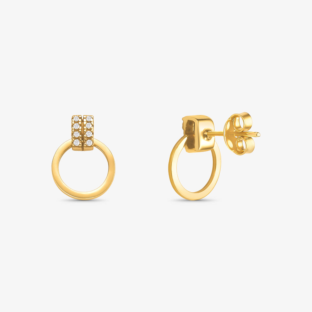 Brinco Círculo com Pedras em Ouro Amarelo 18K