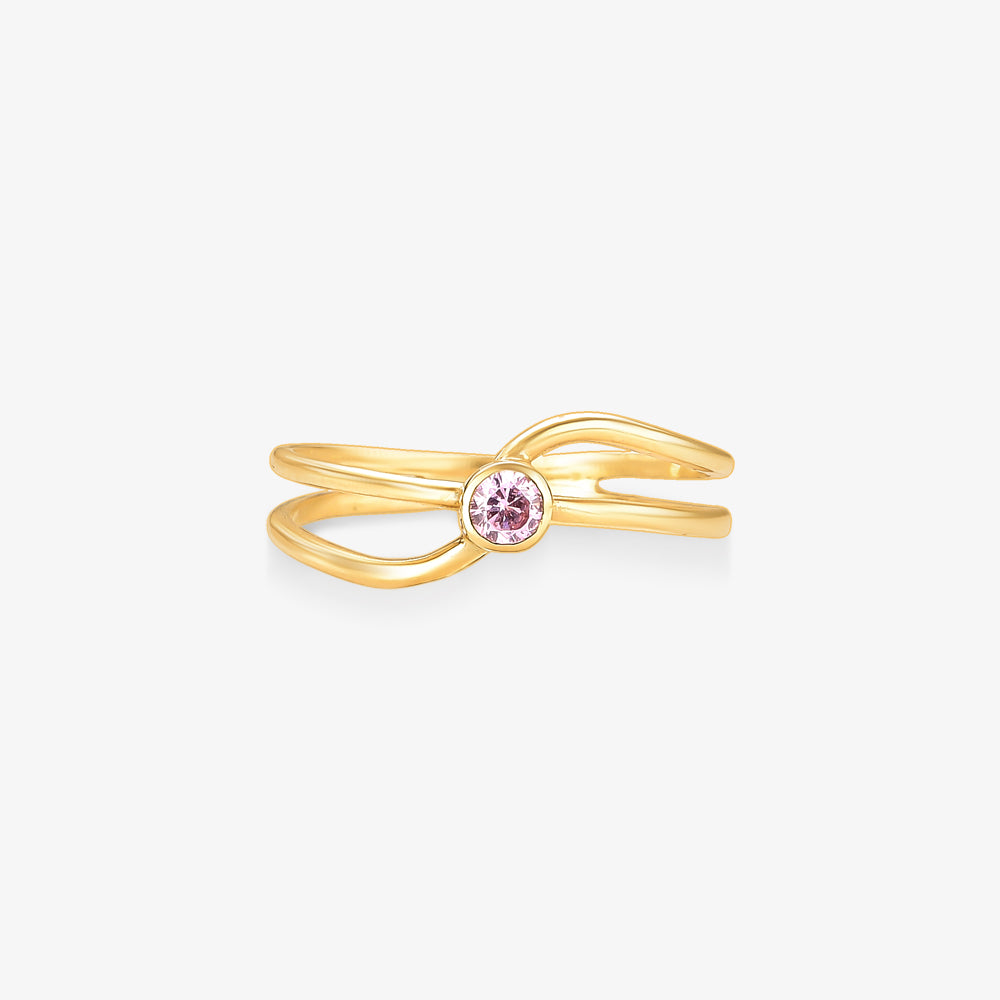 Anel Solitário Trabalhado em Ouro Amarelo 18K