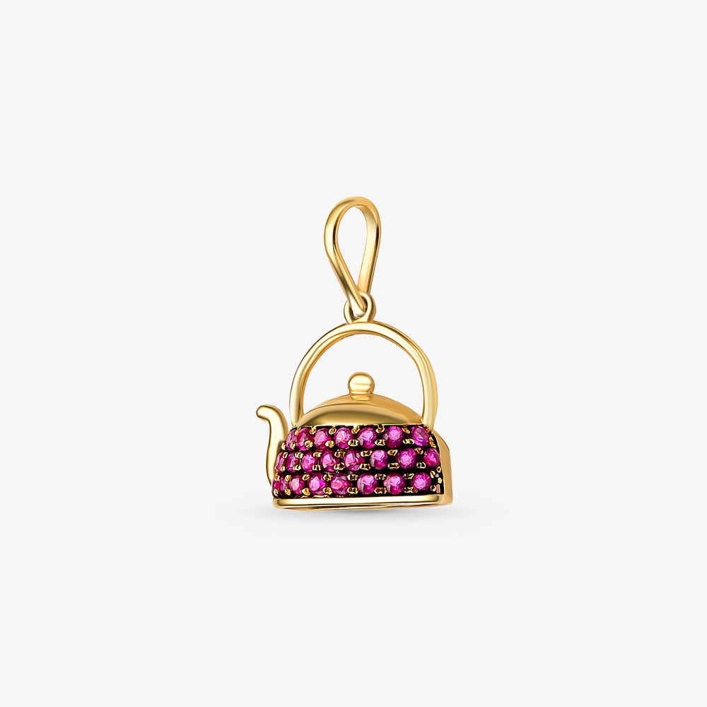 Pingente Bule com Pedra em Ouro Amarelo 18K
