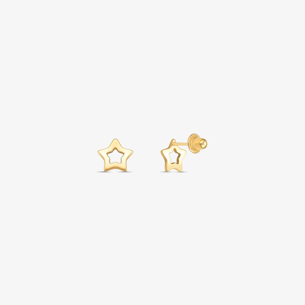 Brinco Infantil Estrela Vazada em Ouro Amarelo 18K