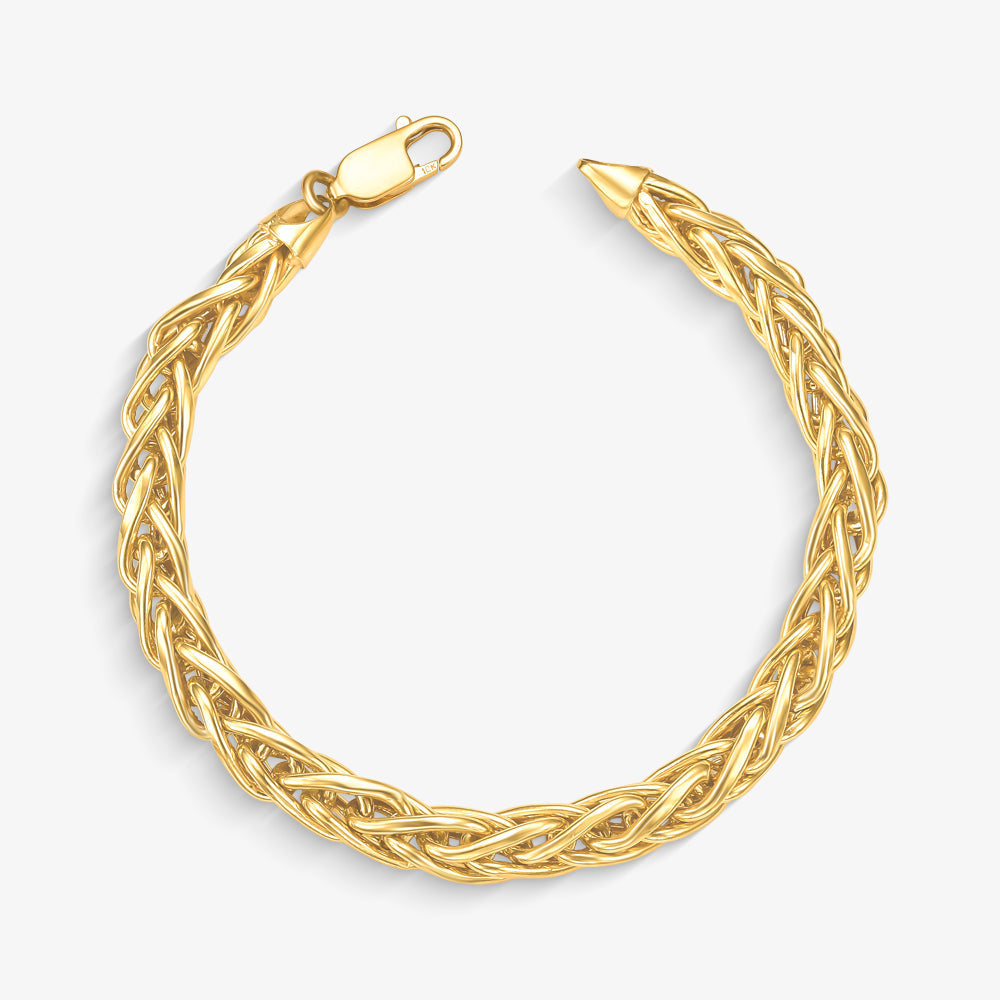 Pulseira Palmeira 10mm em Ouro Amarelo 18K, 21,5cm