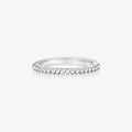 Anel Meia Aliança em Ouro Branco 18K com Diamantes