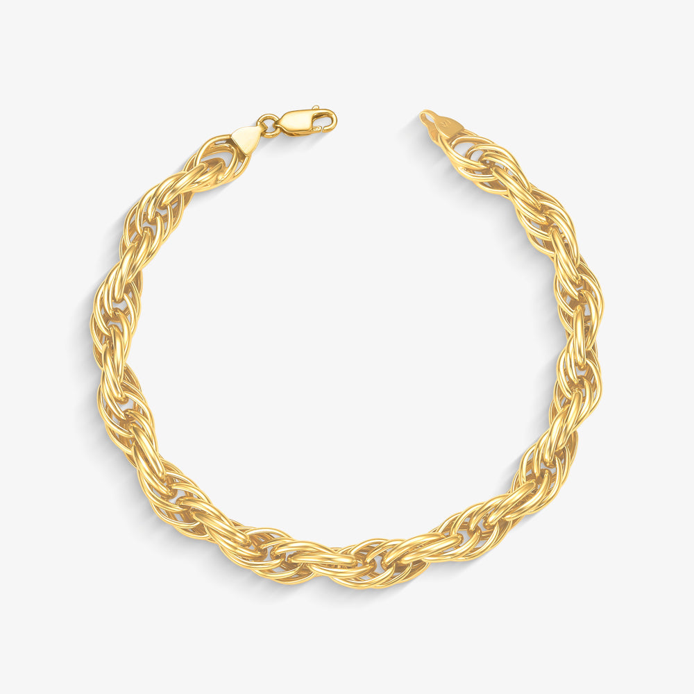 Pulseira Cordão Baiano em Ouro Amarelo 18K, 21cm