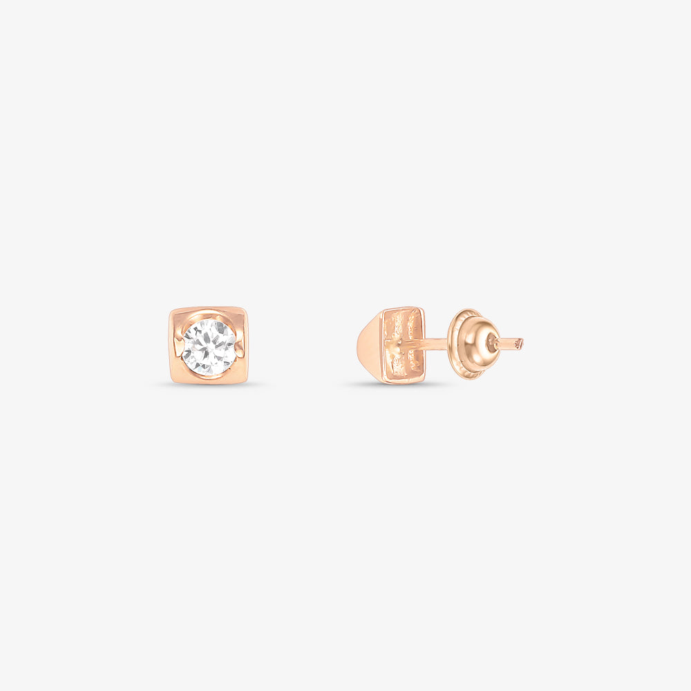 Brinco Retangular com Pedras em Ouro Amarelo e Rosé 18K