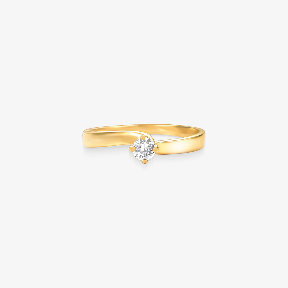 Anel Solitário Viva com Diamante em Ouro Amarelo 18K