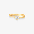 Anel Solitário Violeta com Diamante em Ouro Amarelo 18K