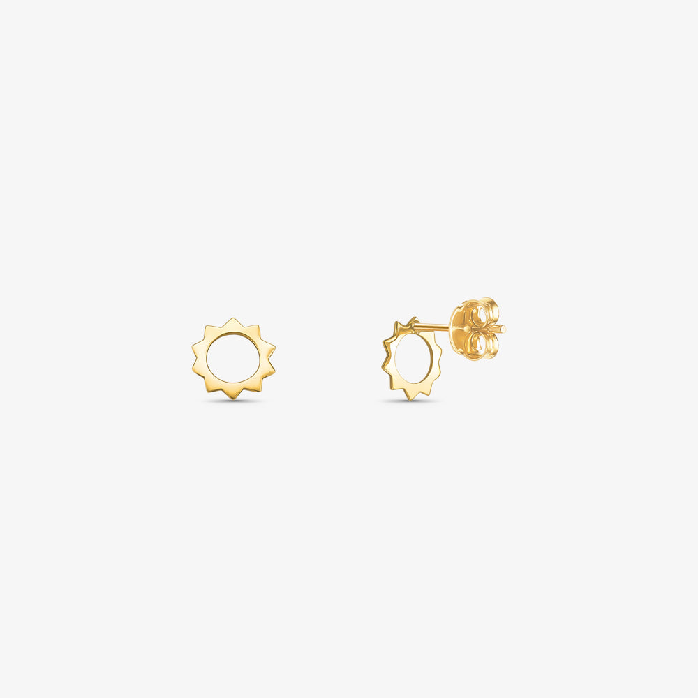 Brinco Sol Médio Vazado em Ouro Amarelo 18K