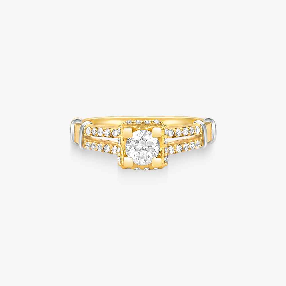 Anel Solitário Torre Eiffel com Diamante em Ouro Amarelo 18K