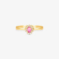 Anel Rubelita Natural e Diamantes em Ouro Amarelo 18K