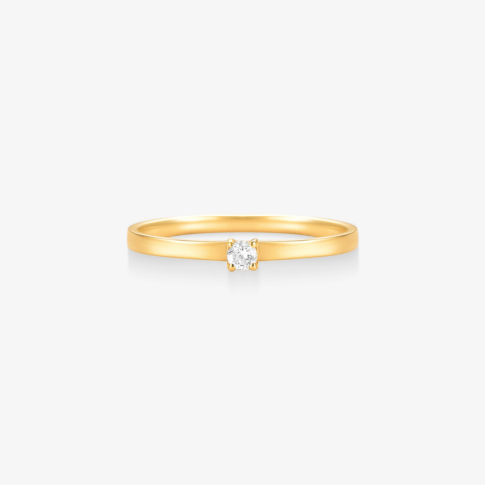 Anel Solitário Duna com Diamante em Ouro Amarelo 18K