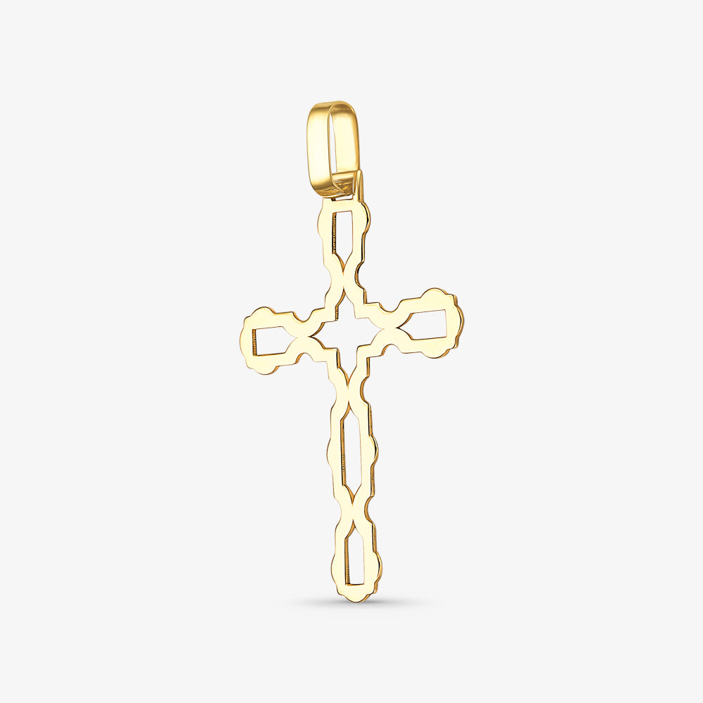 Pingente Cruz Laser Vazado em Ouro Amarelo 18K