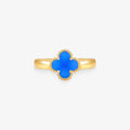 Anel Trevo Azul Escuro em Ouro Amarelo 18K