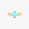 Anel Trevo Azul Bebê em Ouro Amarelo 18K