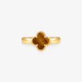 Anel Trevo Olho de Tigre em Ouro Amarelo 18K