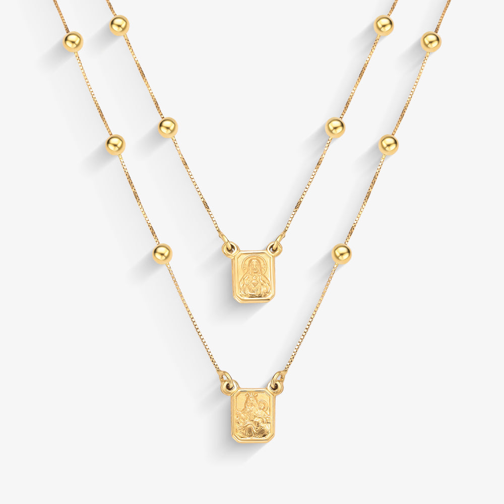 Escapulário Sagrado Coração com Fecho com 50cm em Ouro Amarelo 18K