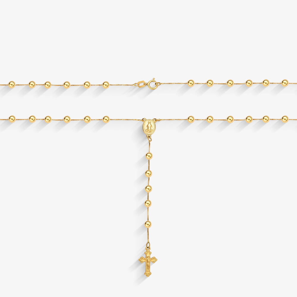 Terço Maria das Graças com 60cm em Ouro Amarelo 18K