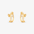 Brinco Trabalhado em J com Pedra em Ouro Amarelo 18K
