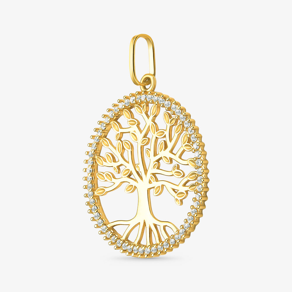Pingente Árvore da Vida com Pedras em Ouro Amarelo 18K