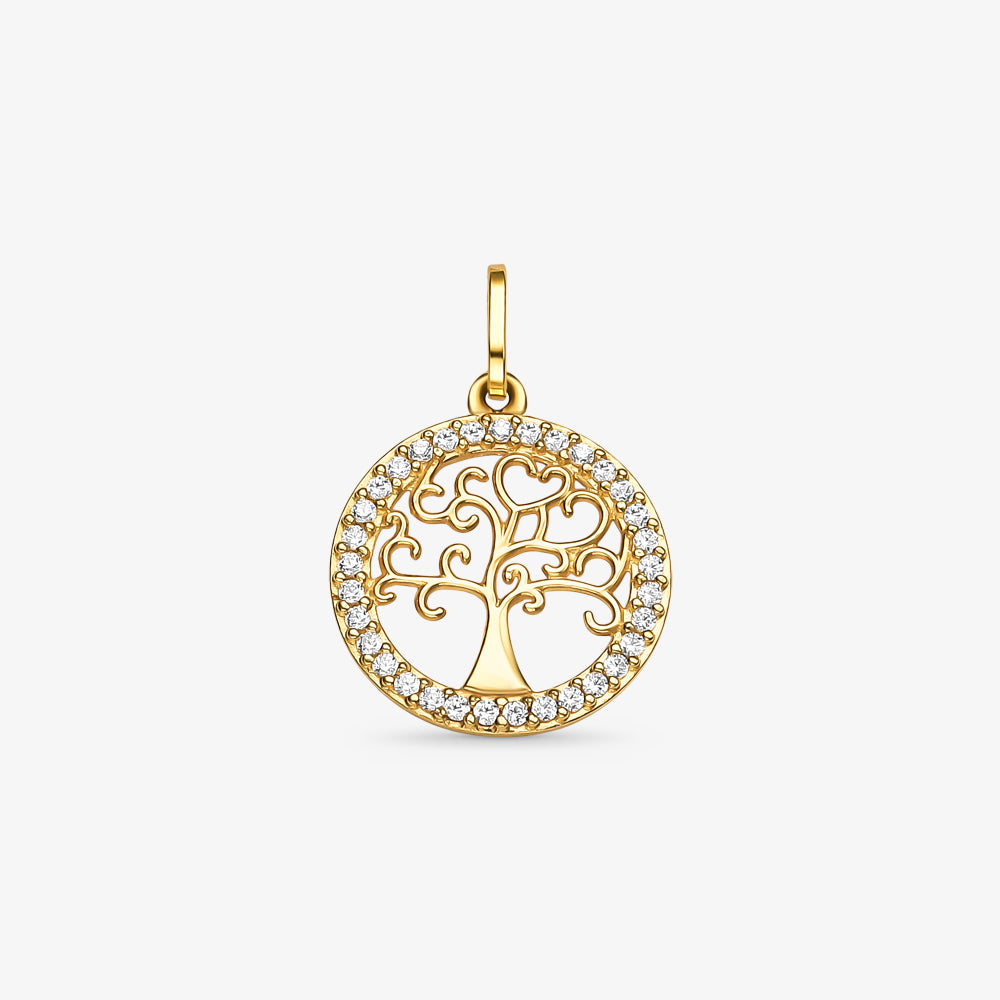 Pingente Árvore da Vida com Pedras em Ouro Amarelo 18K