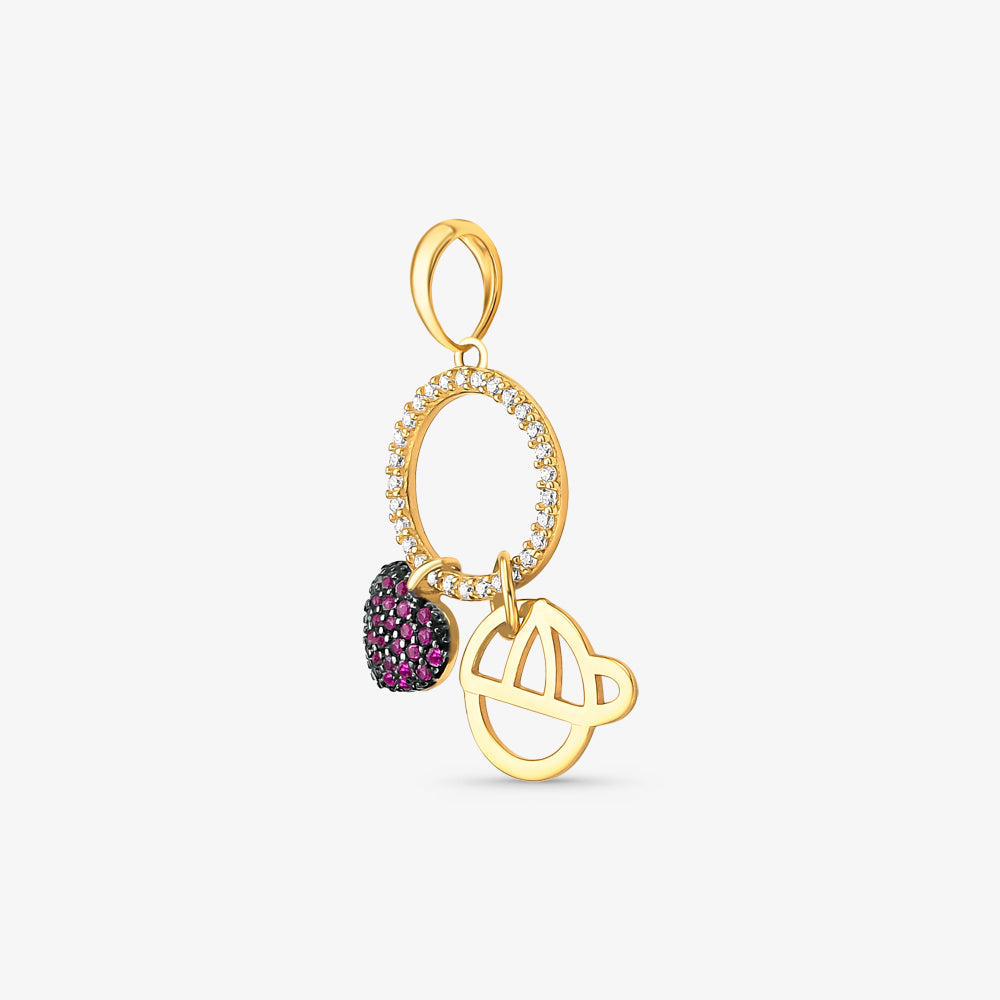 Pingente Menino e Coração com Pedras em Ouro Amarelo 18K