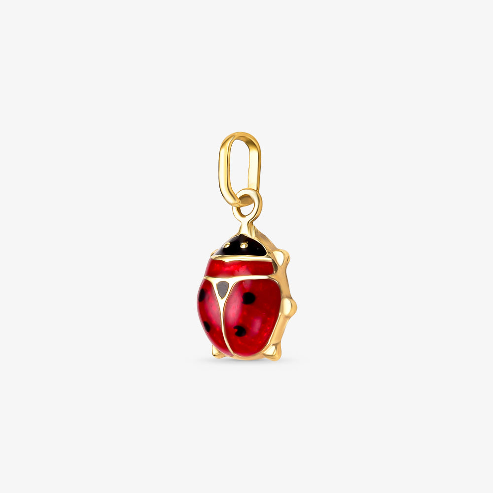 Pingente Joaninha Esmaltada em Ouro Amarelo 18K
