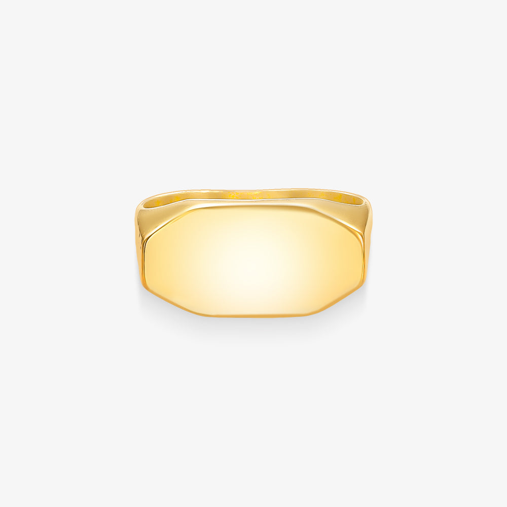 Anel Chapinha Octagonal em Ouro Amarelo 18K