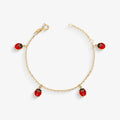 Pulseira Infantil 4 Joaninhas Forrada em Ouro Amarelo 18K