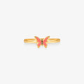 Anel Infantil Borboleta Rosa em Ouro Amarelo 18K