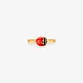 Anel Infantil Joaninha Esmaltada em Ouro Amarelo 18K