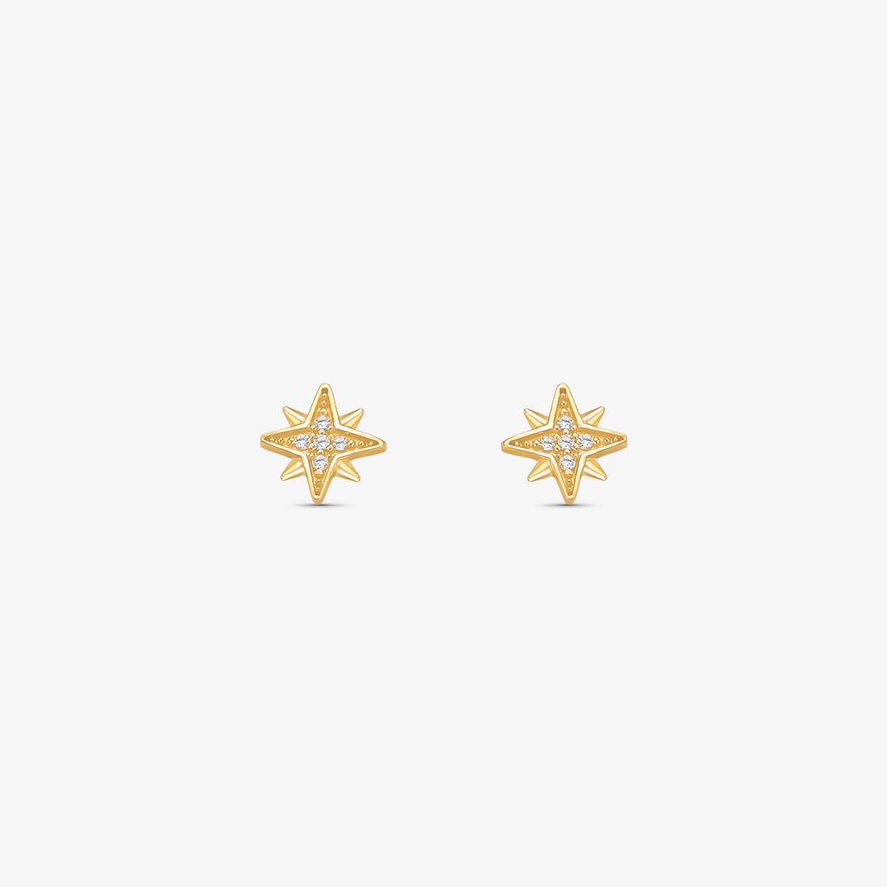 Brinco Baby Estrela Radiante em Ouro Amarelo 18K