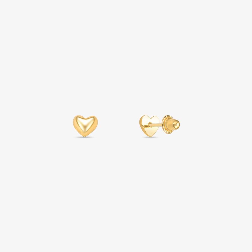 Brinco Baby Coração Forrado em Ouro Amarelo 18K