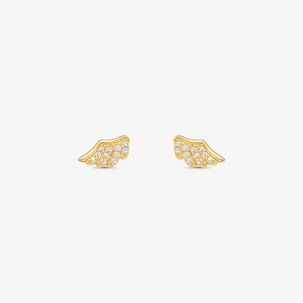 Brinco Baby Asa com Pedras em Ouro Amarelo 18K