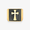Anel Cruz Trabalhado em Ouro Amarelo 18K