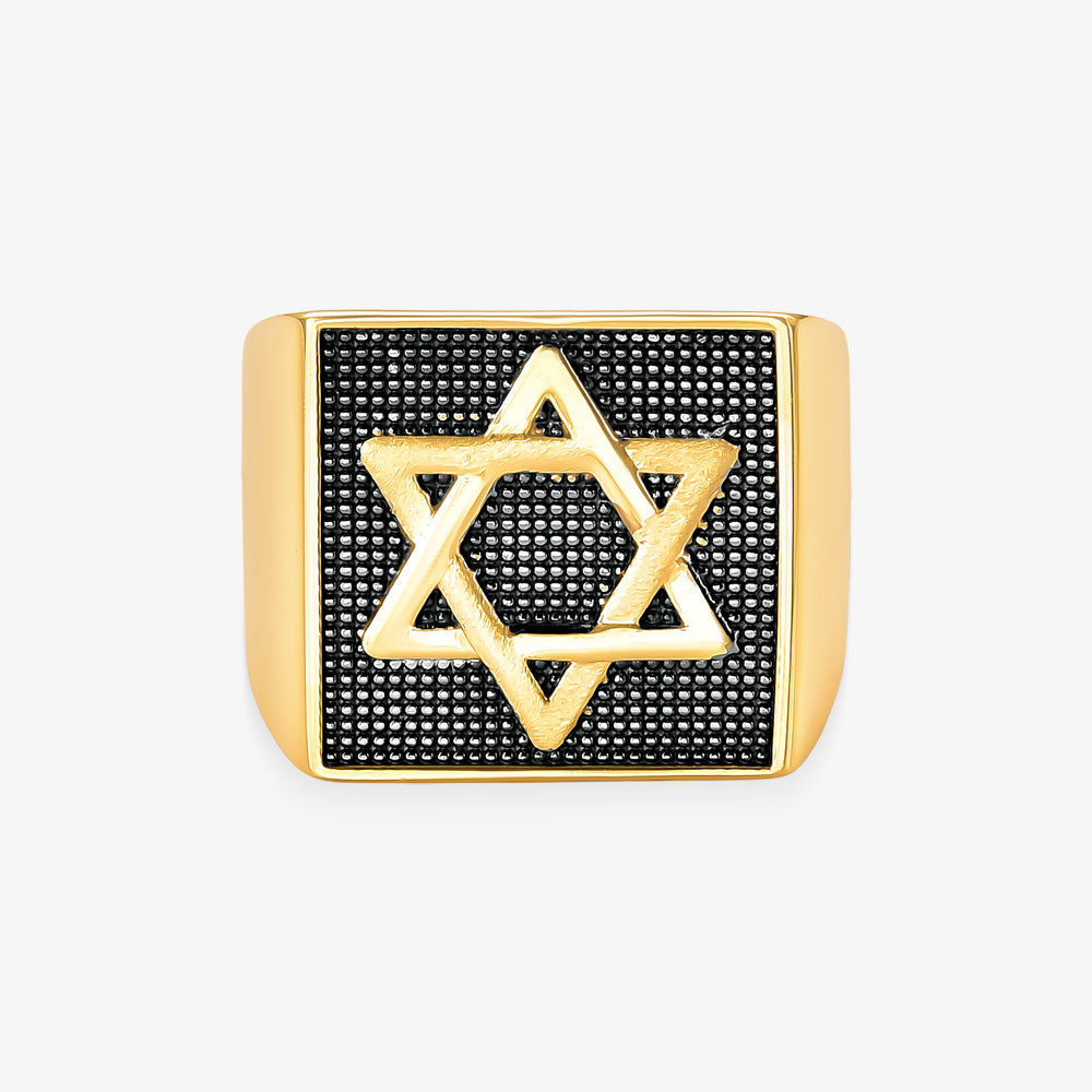 Anel Estrela de Davi em Ouro Amarelo 18K