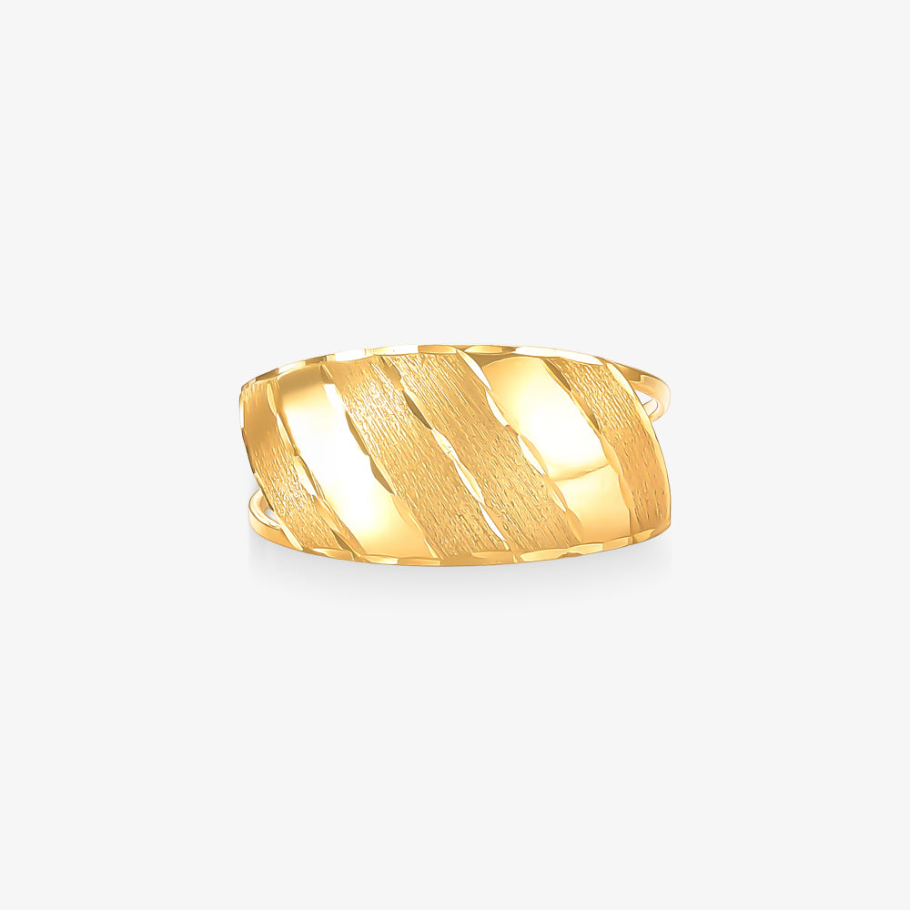 Anel Vazado Trabalhado em Ouro Amarelo 18K