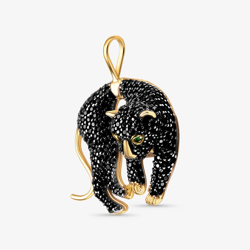 Pingente Pantera Negra com Pedras em Ouro Amarelo 18K