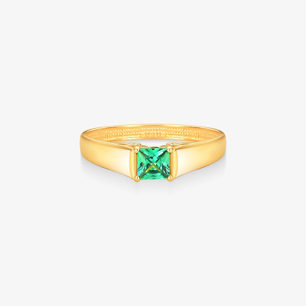 Anel Formatura Verde em Ouro Amarelo 18K