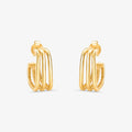 Brinco Argola Quadrada 3 Fios em Ouro Amarelo 18K