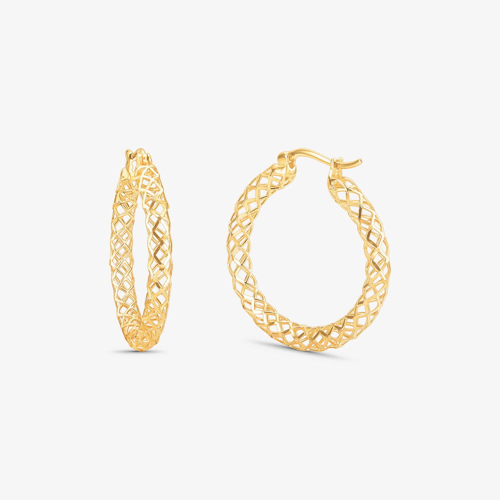 Brinco Argola Vazada em Ouro Amarelo 18K