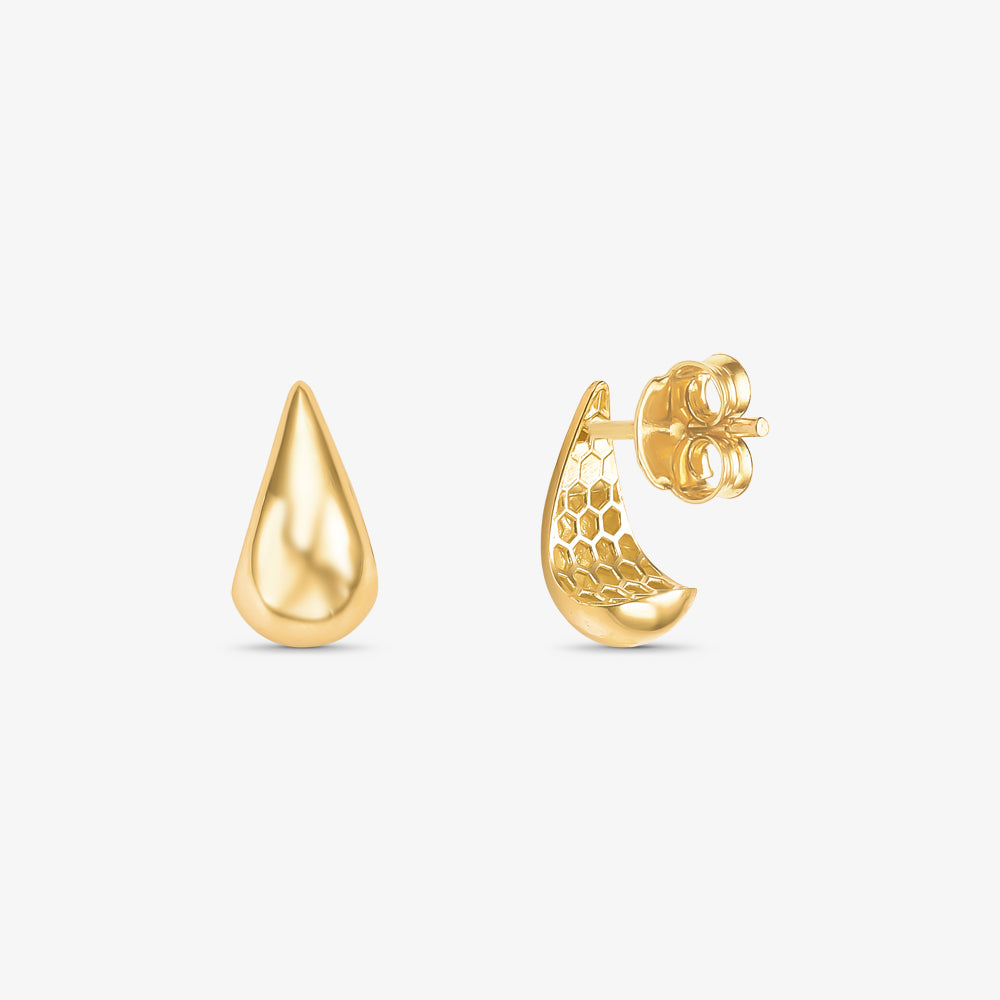 Brinco Gota Fundo Vazado em Ouro Amarelo 18K