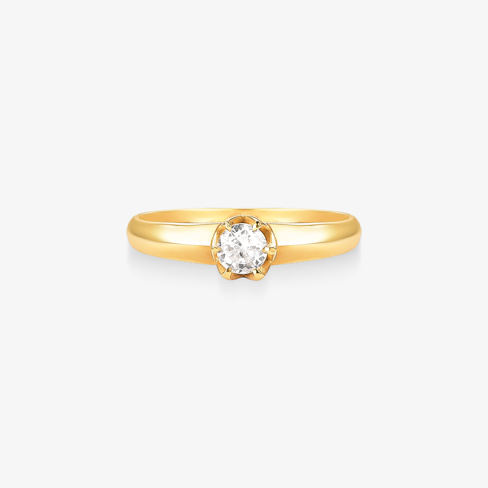 Anel Solitário em Ouro Amarelo 18K
