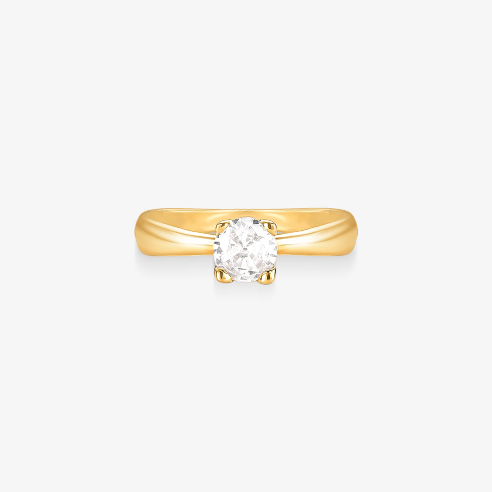 Anel Solitário em Ouro Amarelo 18K
