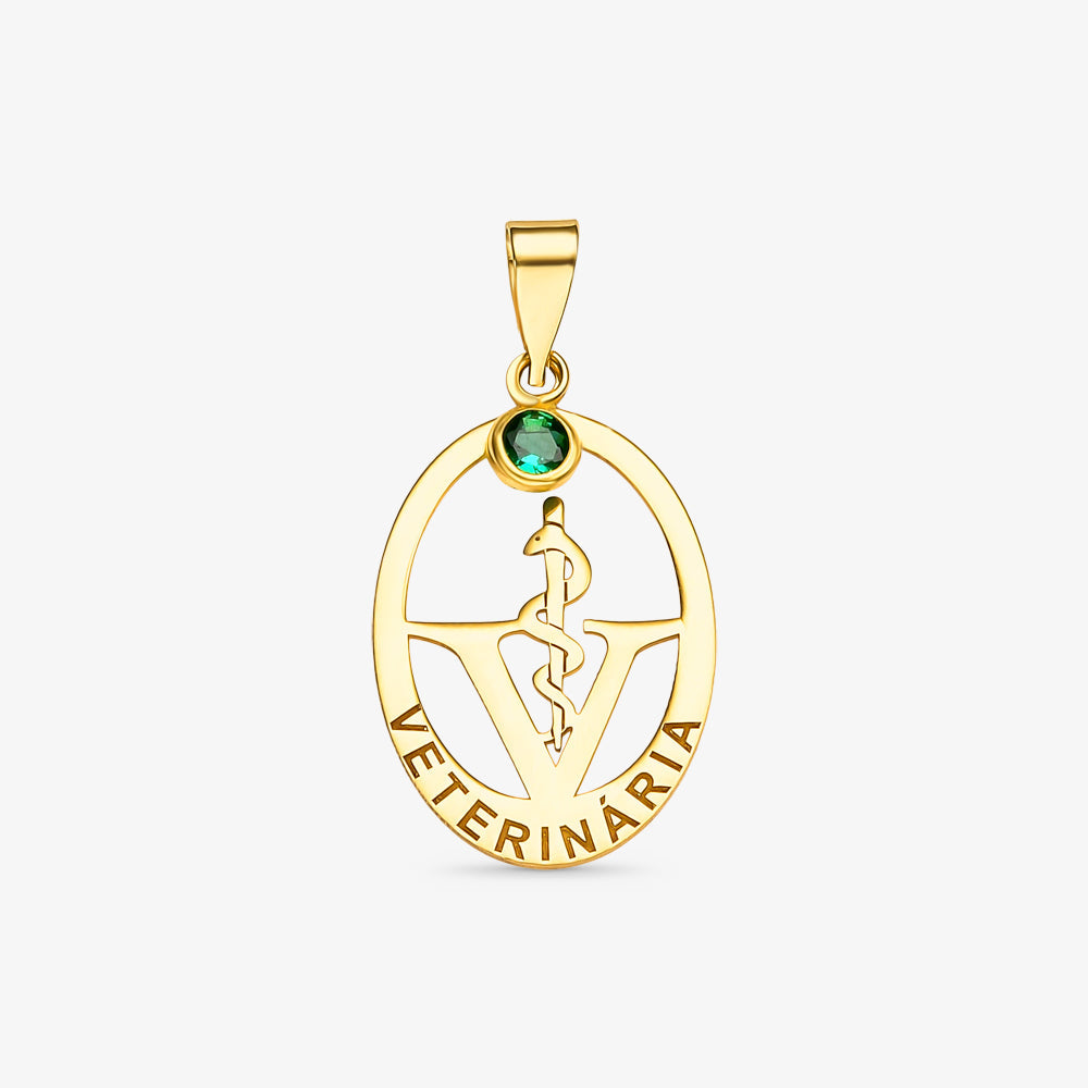 Pingente Medicina Veterinária em Ouro Amarelo 18K