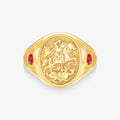 Anel São Jorge com Rubi Natural em Ouro Amarelo 18K
