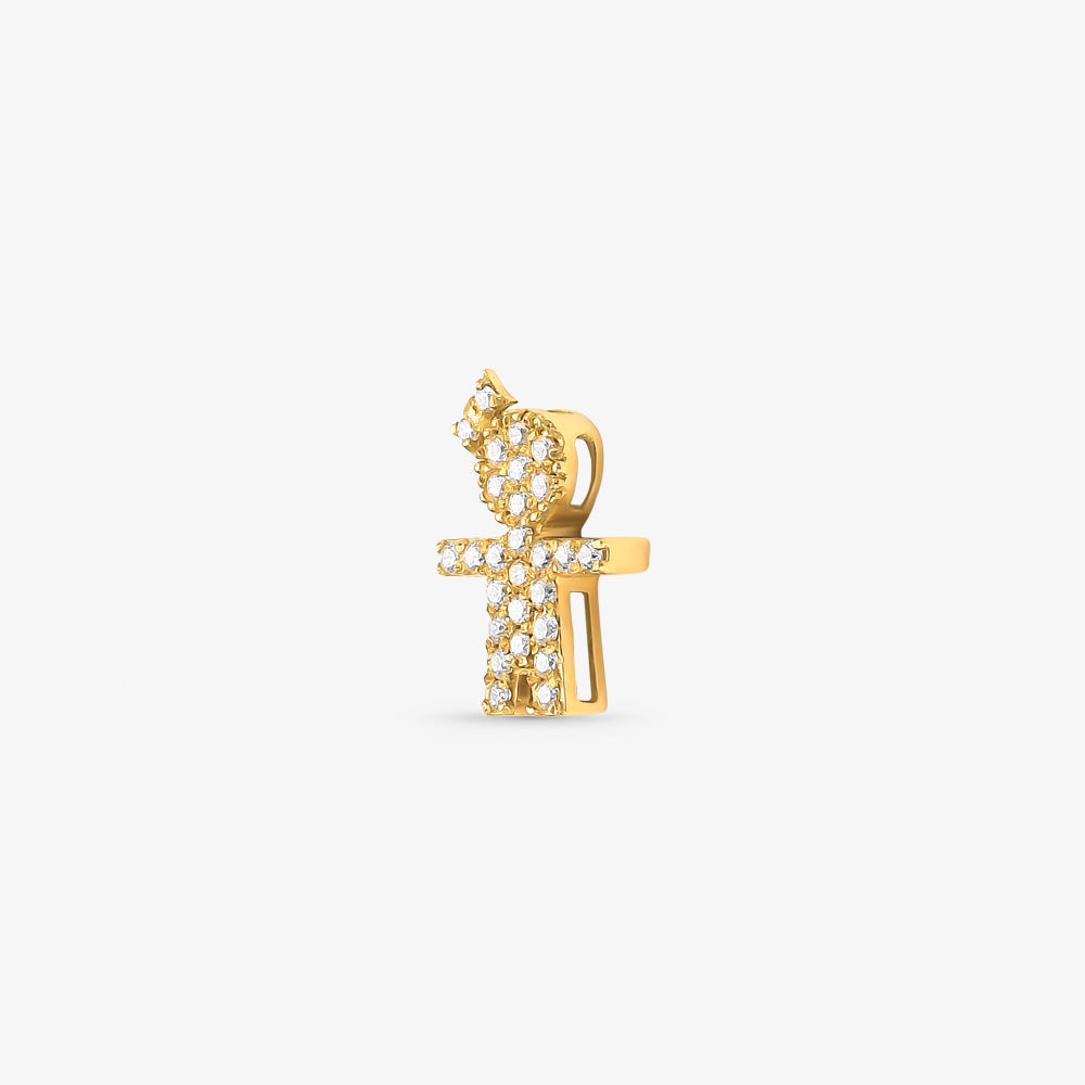 Pingente Menina Laço com Pedras em Ouro Amarelo 18K
