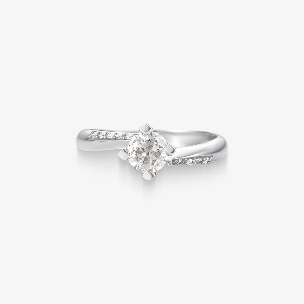 Anel Solitário Axis com Diamante em Ouro Branco 18K