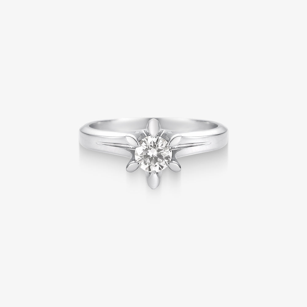 Anel Solitário Rhea com Diamante em Ouro Branco 18K