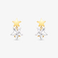 Brinco Estrela com Pedras Pendurado em Ouro Amarelo 18K