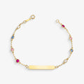 Pulseira Chapinha com Pedras em Ouro Amarelo 18K