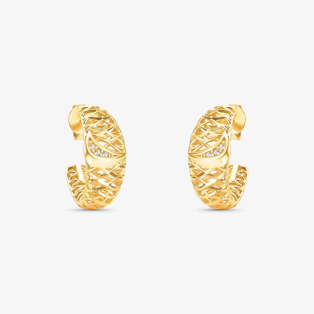 Brinco Estamparia com Pedras em Ouro Amarelo 18K